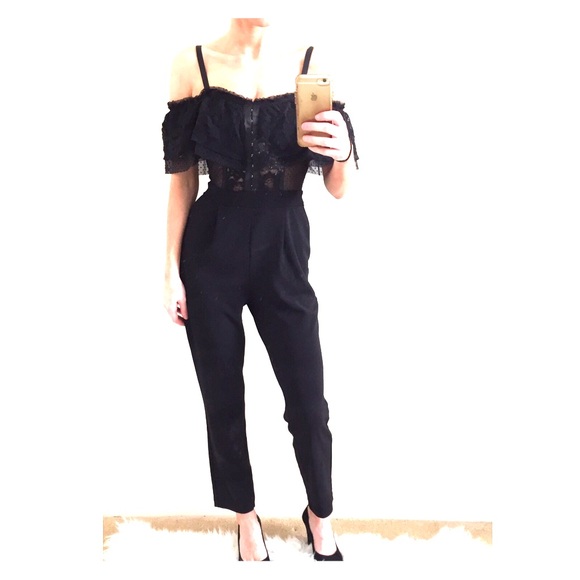 Express Black lace jumpsuit - Picture 2 of 6